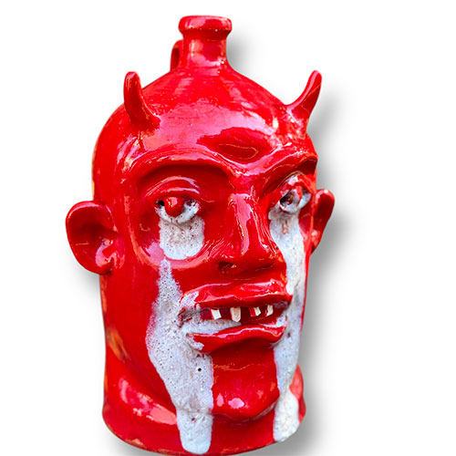 Marvin Bailey 11" Red Devil Crying Eyes Face Jug DP5955 SOLD